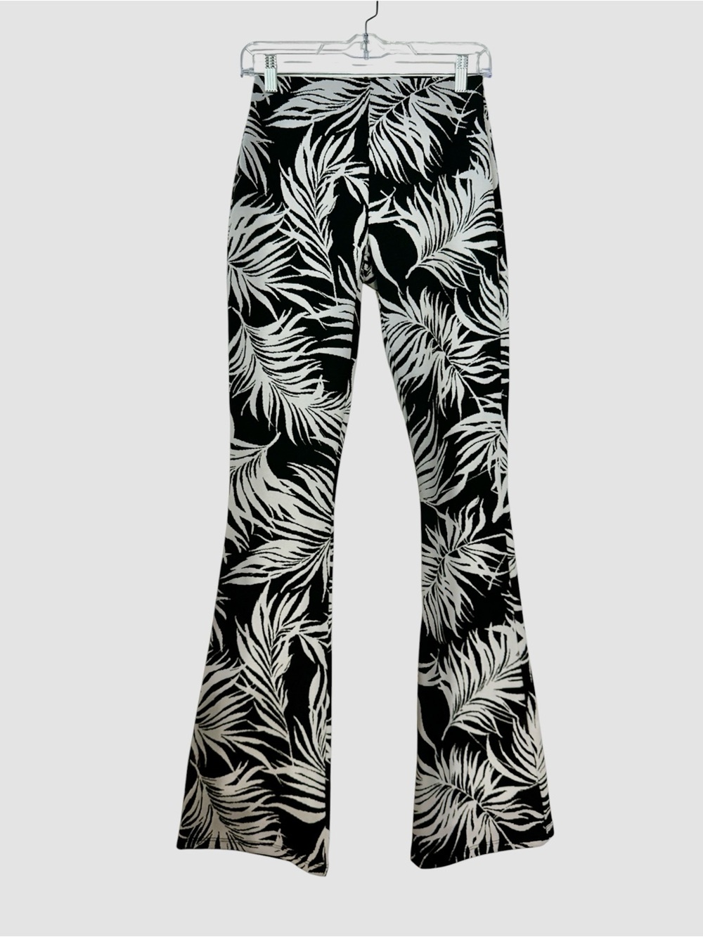 ZARA Black & White Tropical Print Flarex Pants Leggings Casual Summer Small